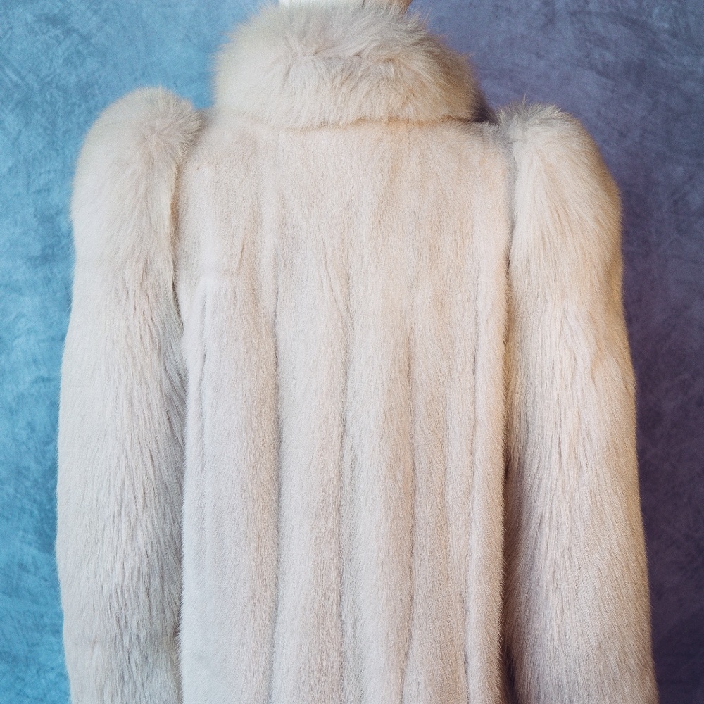 Vintage white fox real fur coat stunning mink body fits a size 8 sm/med - Picture 5 of 15